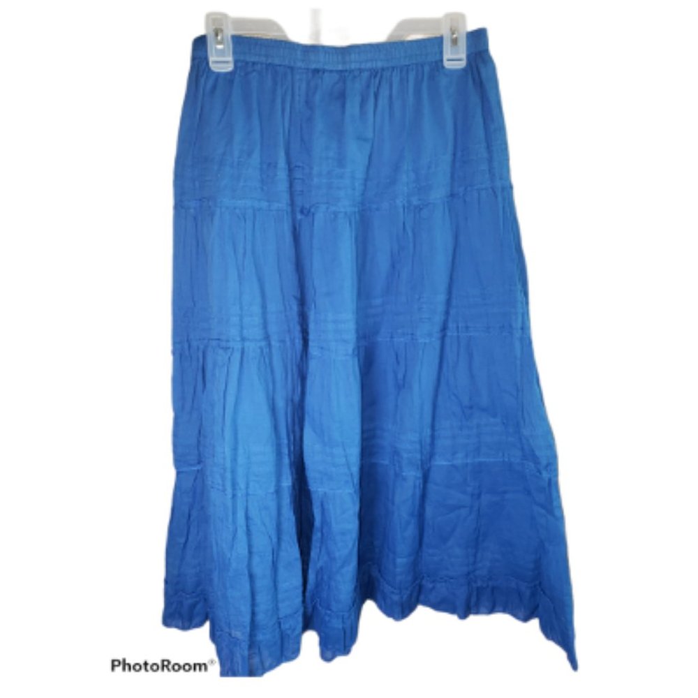 INDIGO - New Blue Ruffled Peasant Skirt Size Large